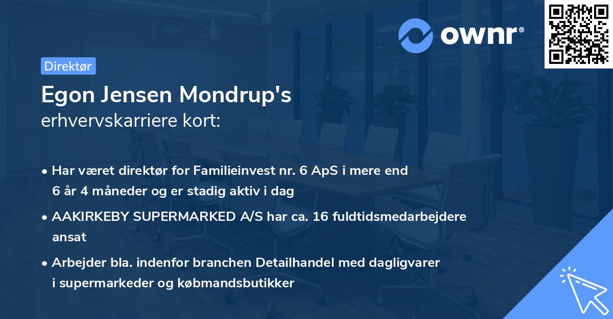 Egon Jensen Mondrup's erhvervskarriere kort