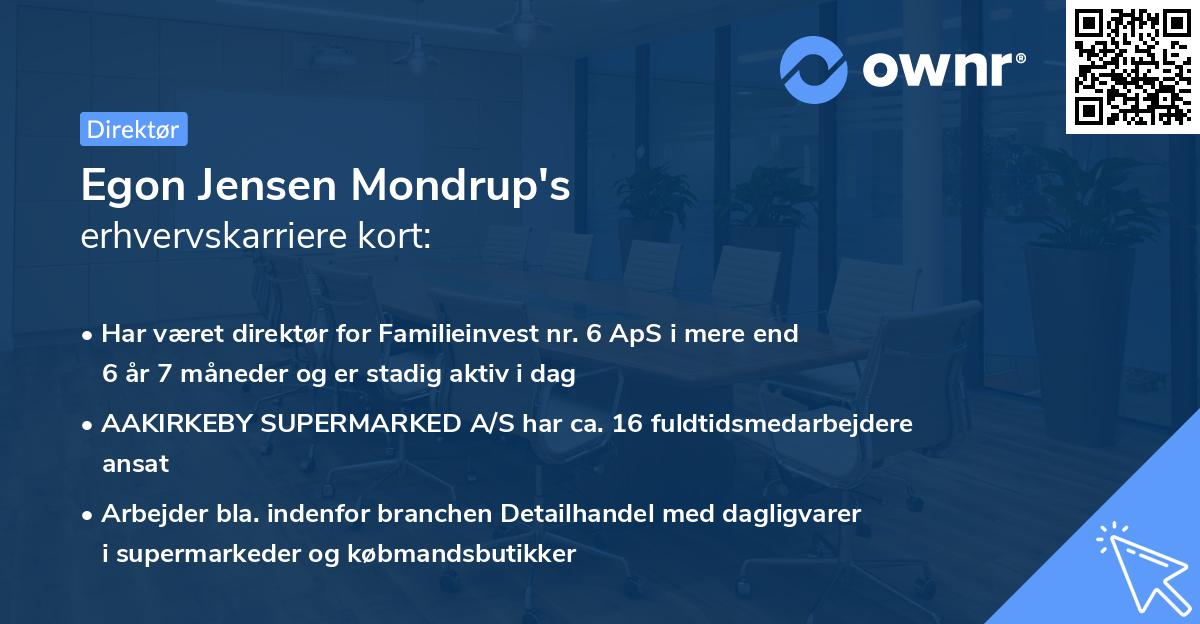 Egon Jensen Mondrup's erhvervskarriere kort
