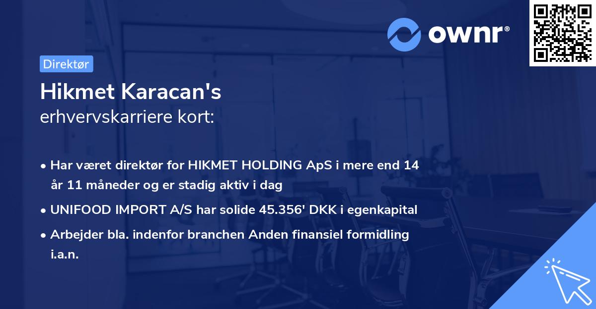 Hikmet Karacan's erhvervskarriere kort