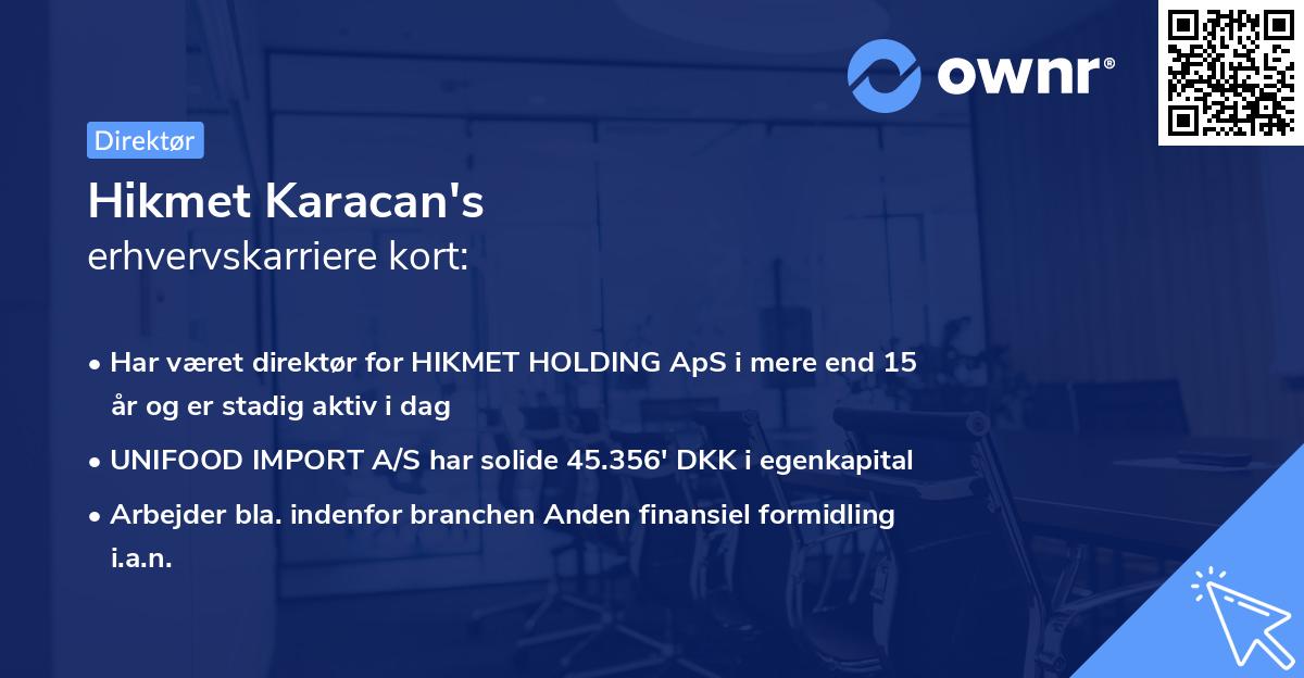 Hikmet Karacan's erhvervskarriere kort