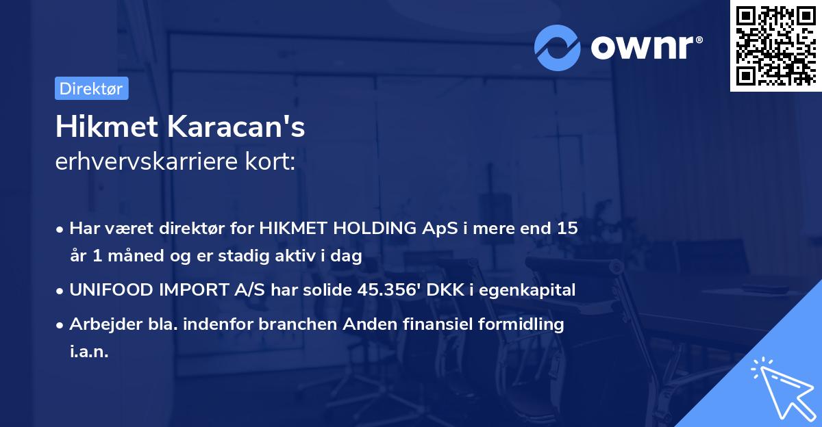 Hikmet Karacan's erhvervskarriere kort