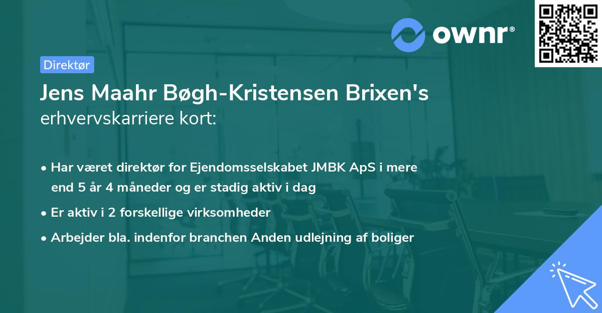 Jens Maahr Bøgh-Kristensen Brixen's erhvervskarriere kort