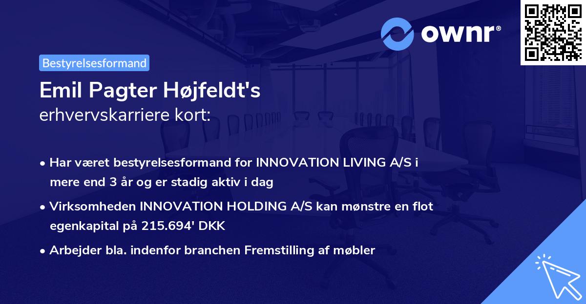 Emil Pagter Højfeldt's erhvervskarriere kort