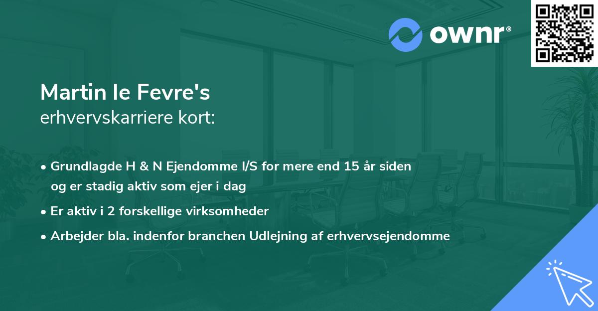 Martin le Fevre's erhvervskarriere kort