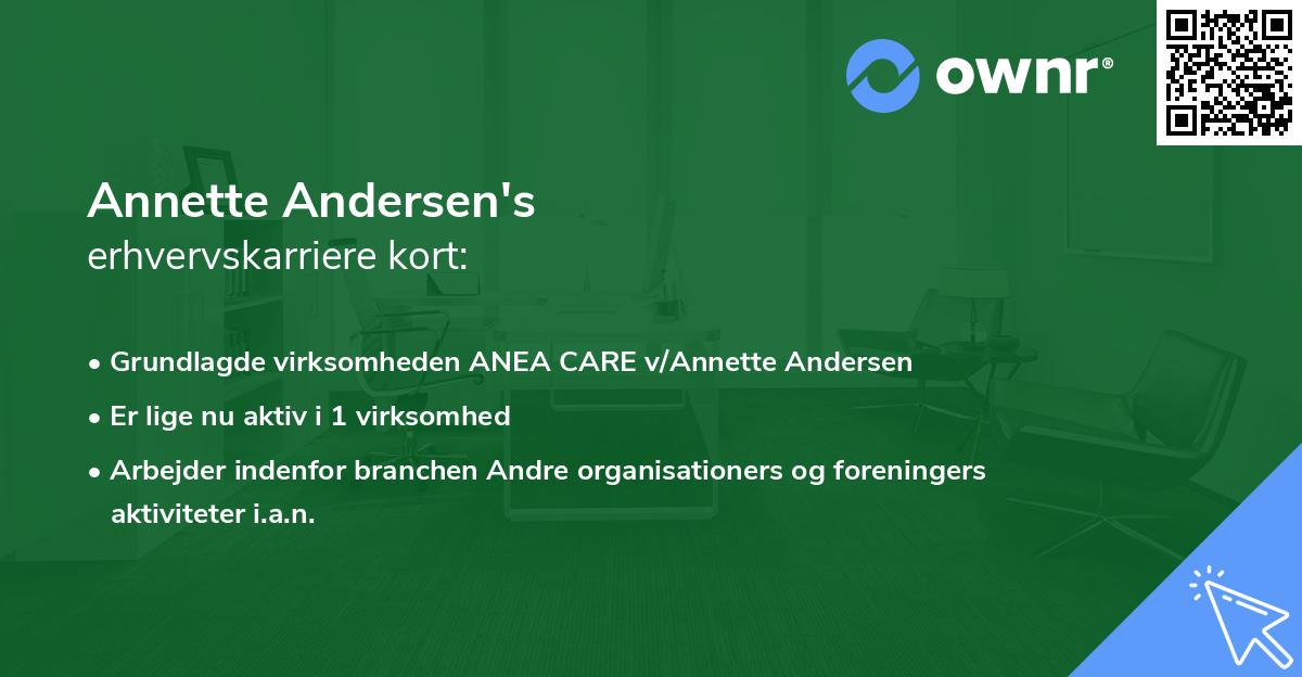 Annette Andersen's erhvervskarriere kort