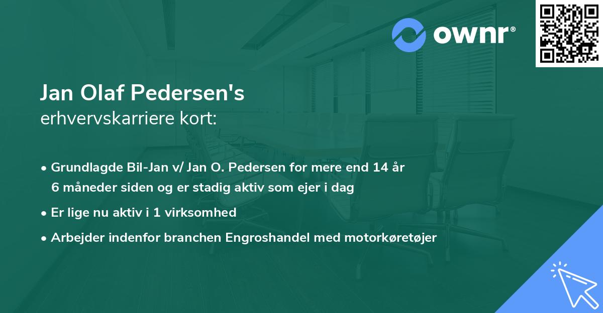 Jan Olaf Pedersen's erhvervskarriere kort