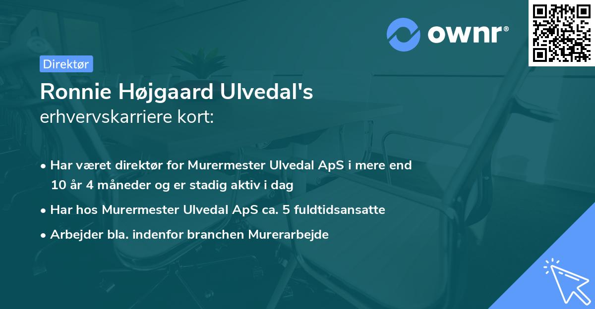 Ronnie Højgaard Ulvedal's erhvervskarriere kort