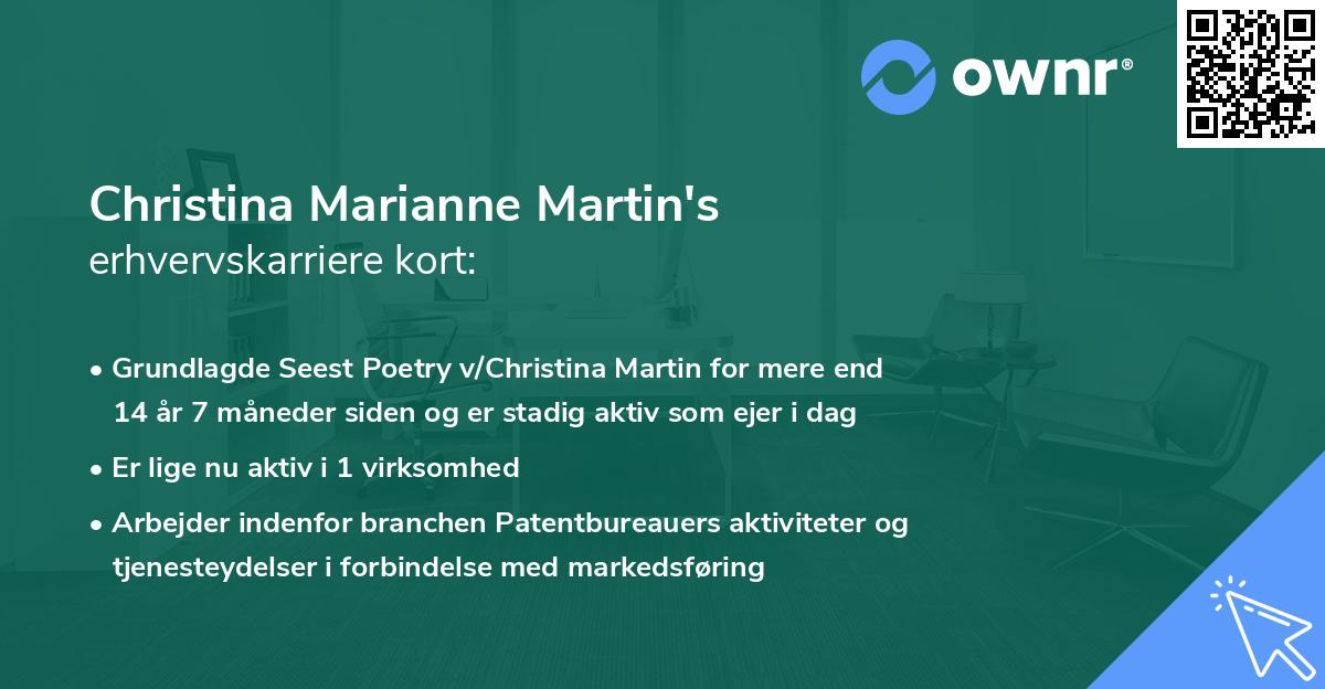 Christina Marianne Martin's erhvervskarriere kort