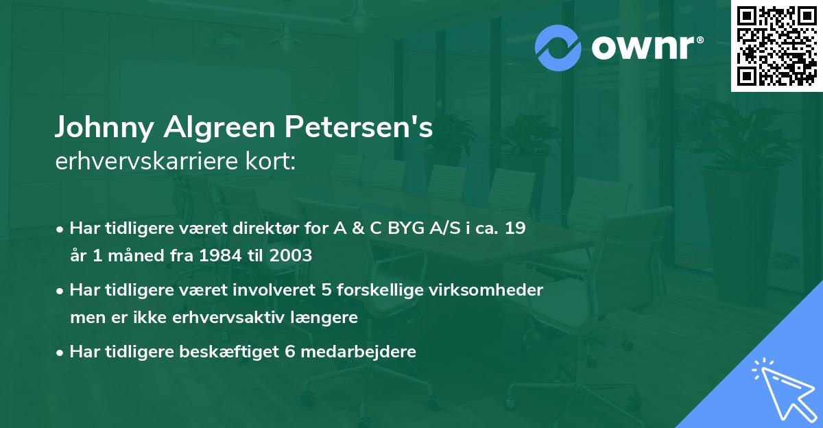 Johnny Algreen Petersen's erhvervskarriere kort