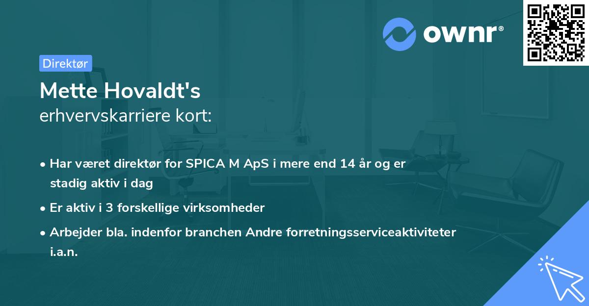 Mette Hovaldt's erhvervskarriere kort