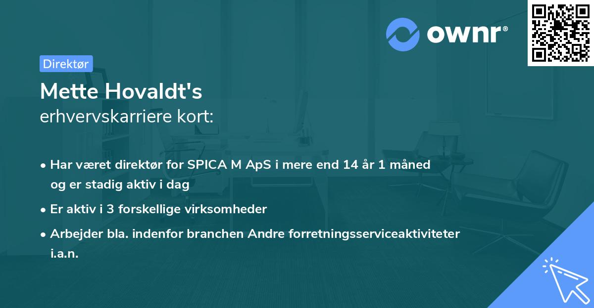 Mette Hovaldt's erhvervskarriere kort