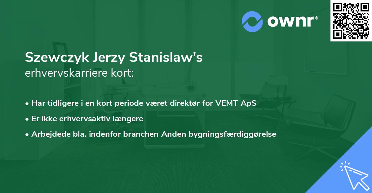 Szewczyk Jerzy Stanislaw's erhvervskarriere kort