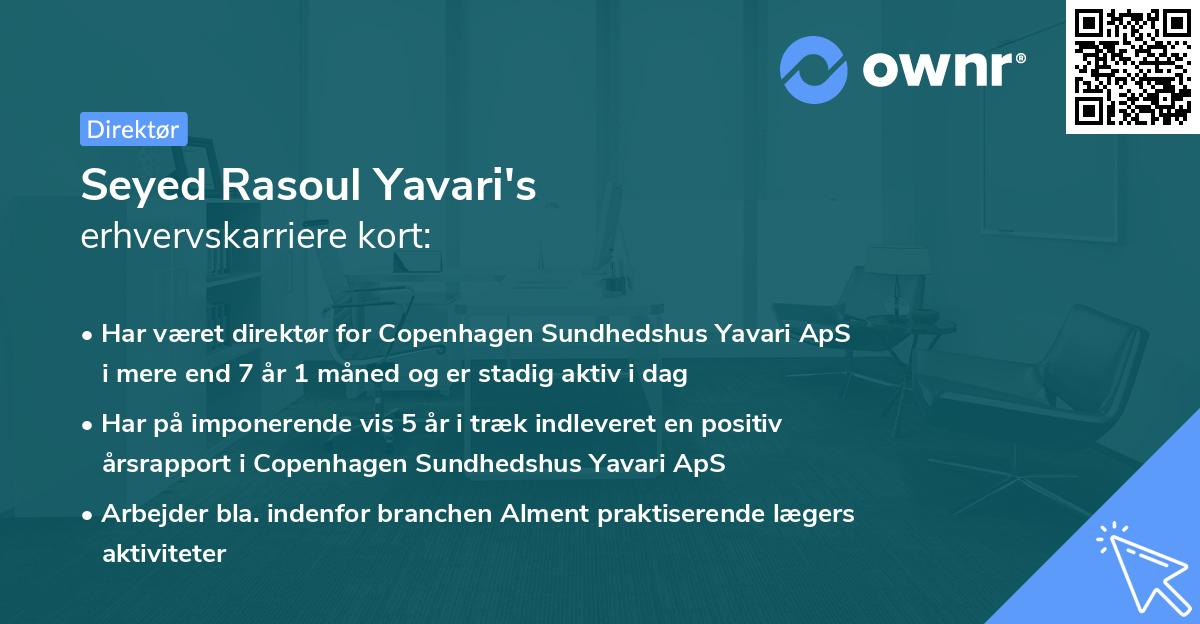 Seyed Rasoul Yavari's erhvervskarriere kort