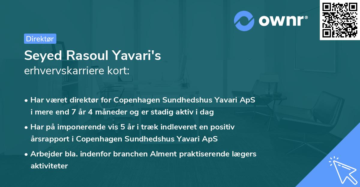 Seyed Rasoul Yavari's erhvervskarriere kort