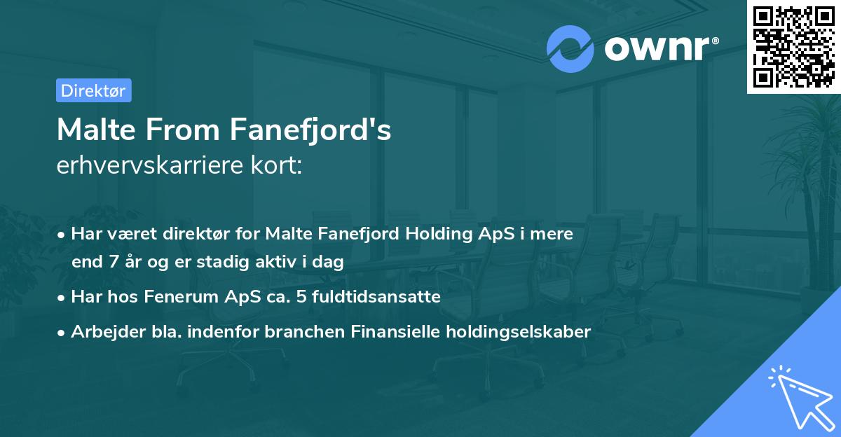 Malte From Fanefjord's erhvervskarriere kort