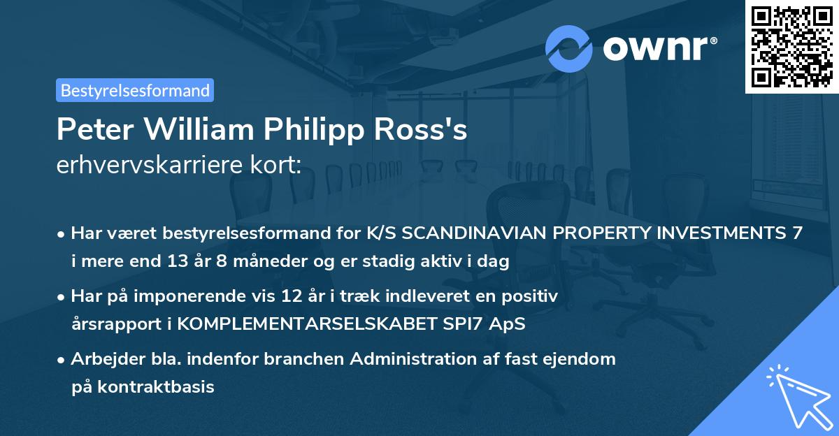 Peter William Philipp Ross's erhvervskarriere kort