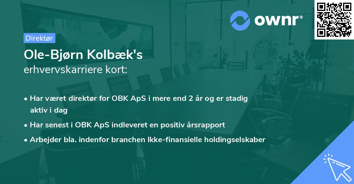 Ole-Bjørn Kolbæk's erhvervskarriere kort