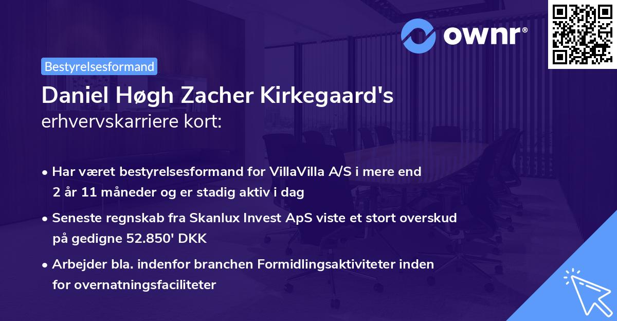 Daniel Høgh Zacher Kirkegaard's erhvervskarriere kort