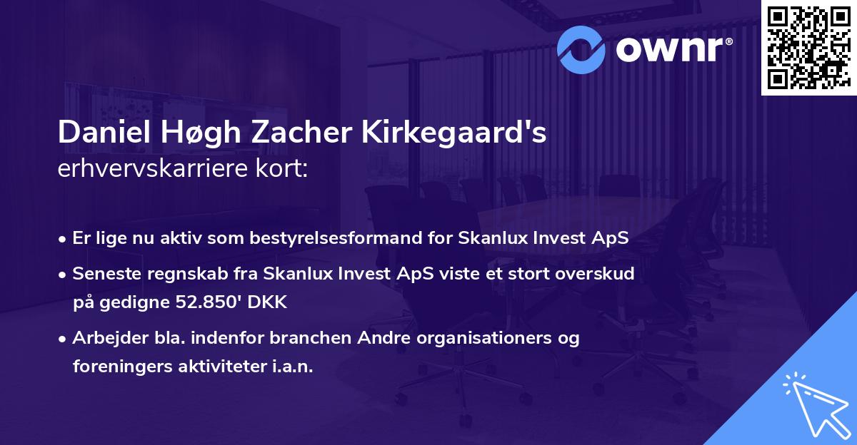 Daniel Høgh Zacher Kirkegaard's erhvervskarriere kort
