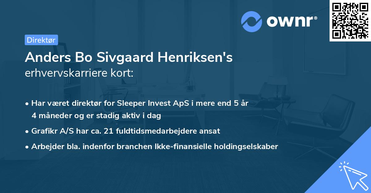 Anders Bo Sivgaard Henriksen's erhvervskarriere kort
