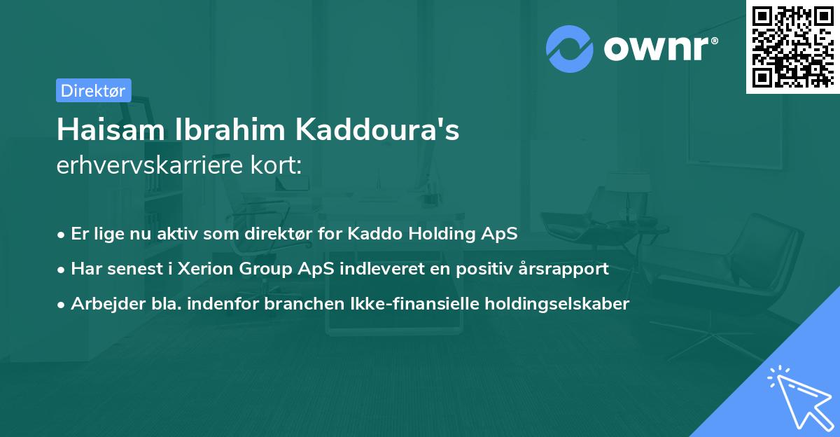 Haisam Ibrahim Kaddoura's erhvervskarriere kort