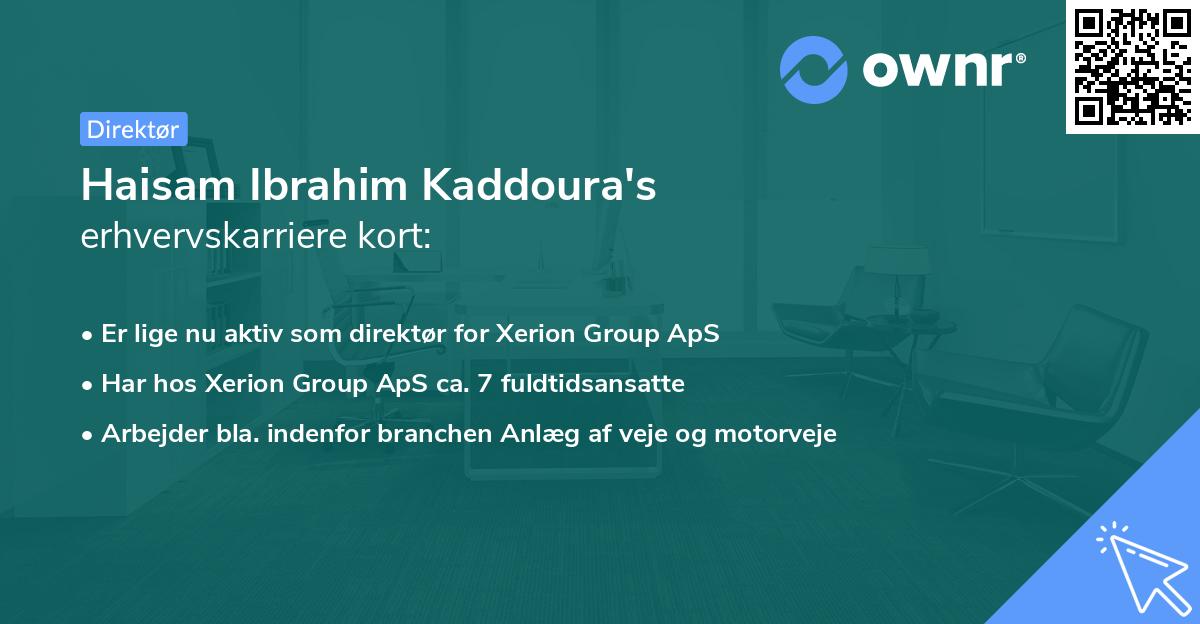 Haisam Ibrahim Kaddoura's erhvervskarriere kort