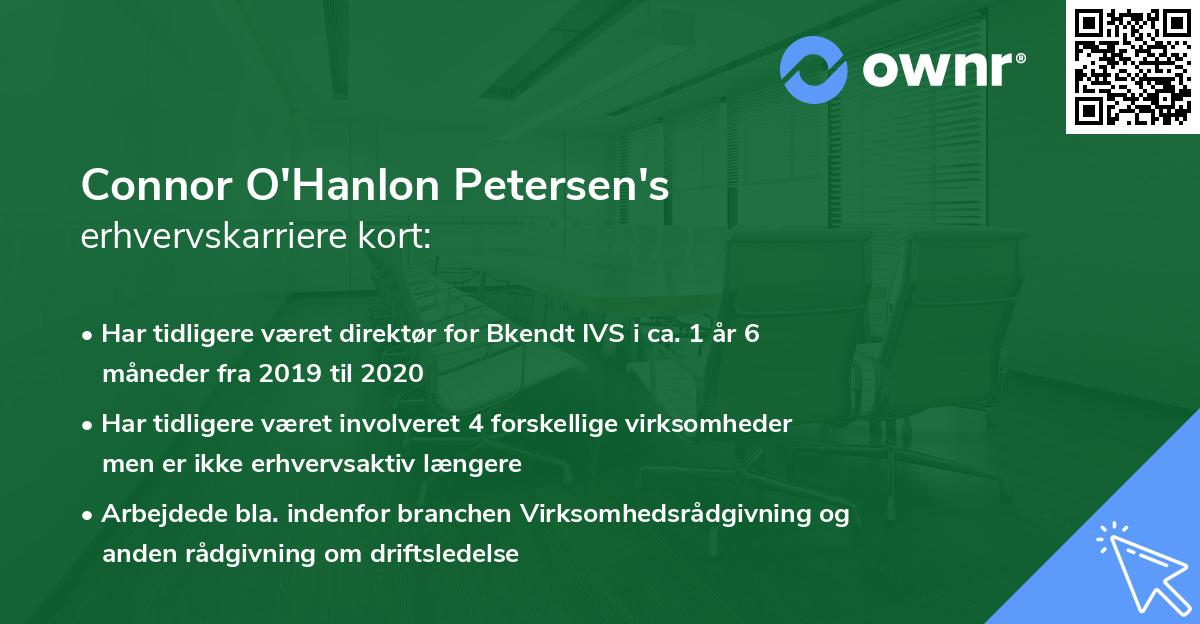 Connor O'Hanlon Petersen's erhvervskarriere kort