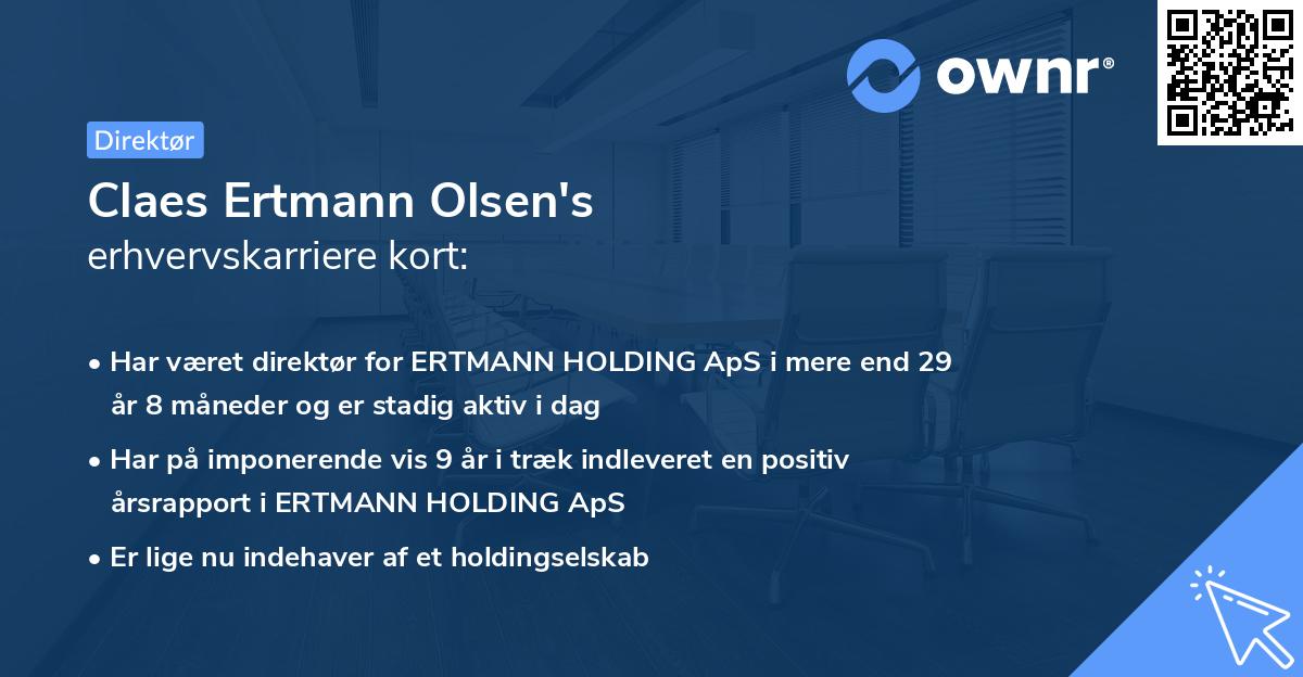 Claes Ertmann Olsen's erhvervskarriere kort