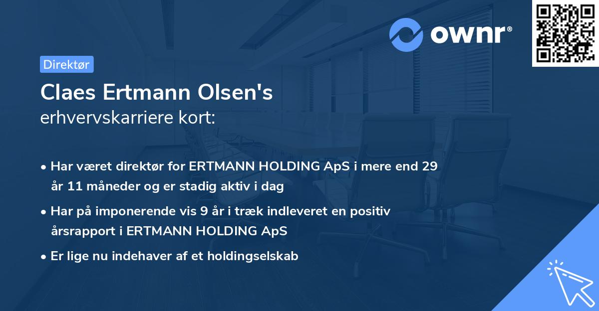 Claes Ertmann Olsen's erhvervskarriere kort