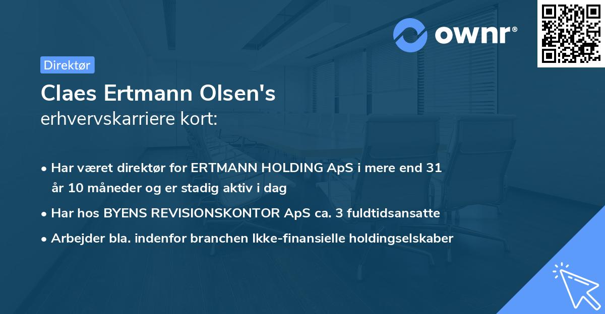 Claes Ertmann Olsen's erhvervskarriere kort
