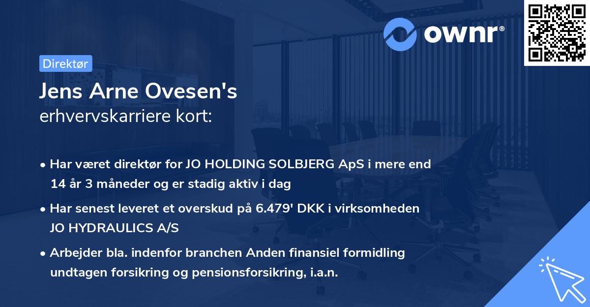 Jens Arne Ovesen's erhvervskarriere kort