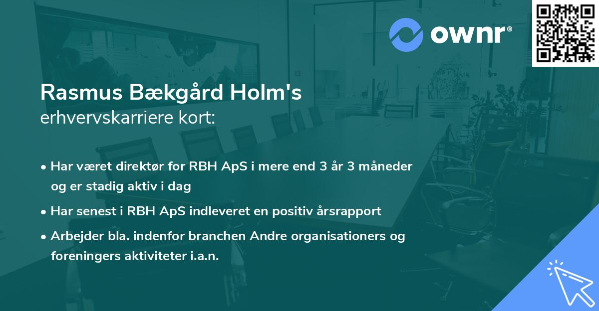 Rasmus Bækgård Holm's erhvervskarriere kort
