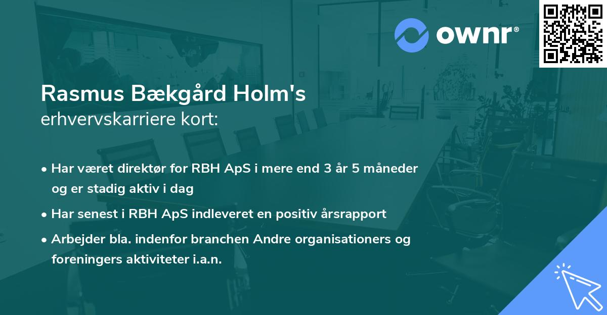 Rasmus Bækgård Holm's erhvervskarriere kort