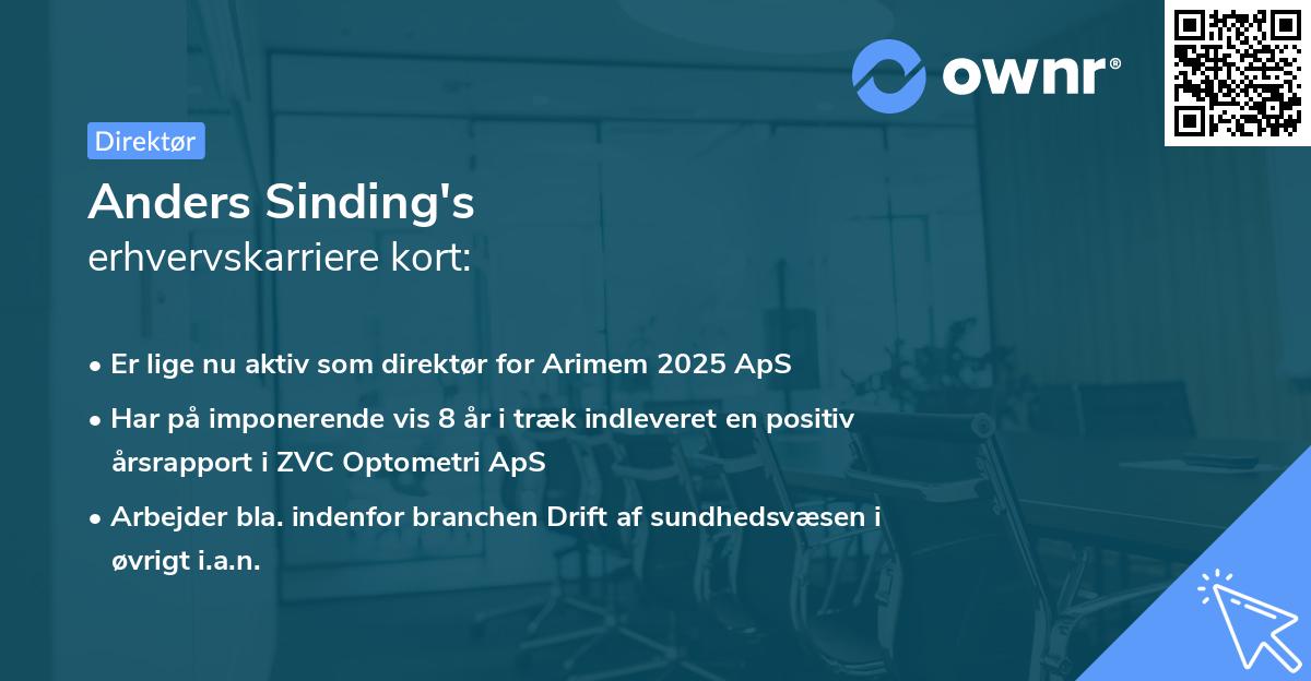 Anders Sinding's erhvervskarriere kort