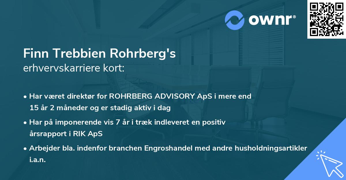 Finn Trebbien Rohrberg's erhvervskarriere kort