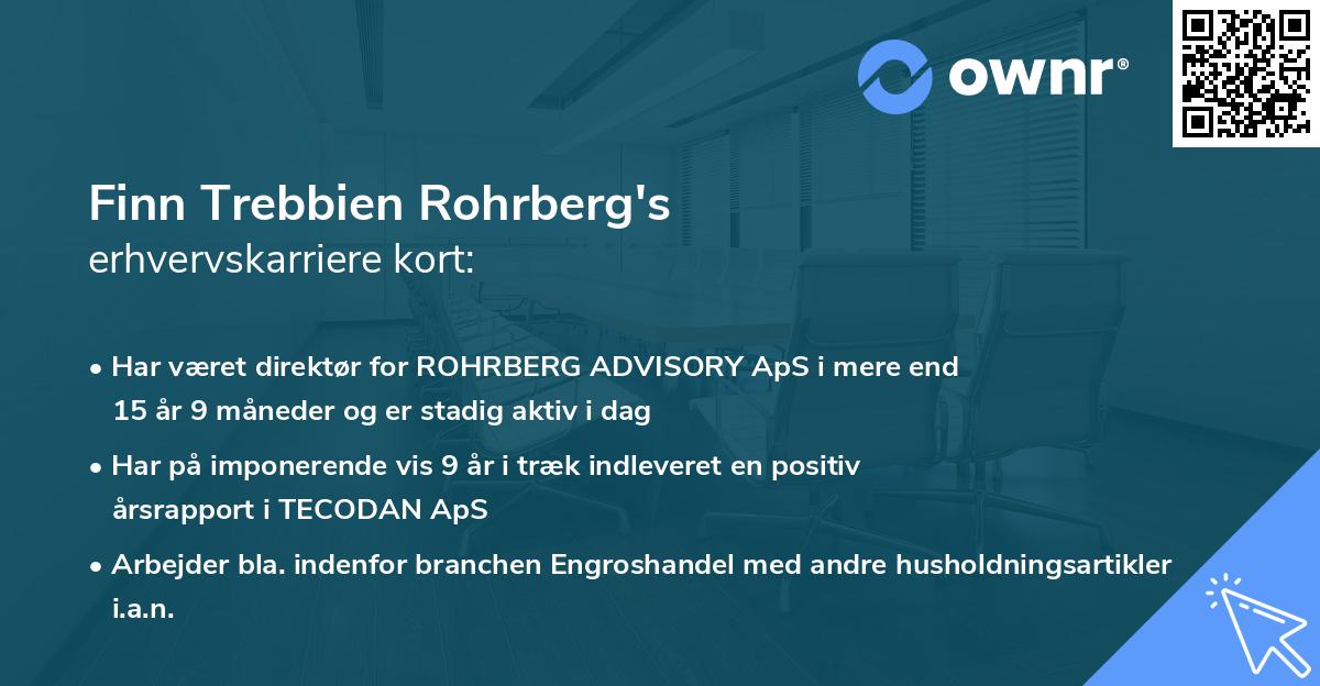 Finn Trebbien Rohrberg's erhvervskarriere kort