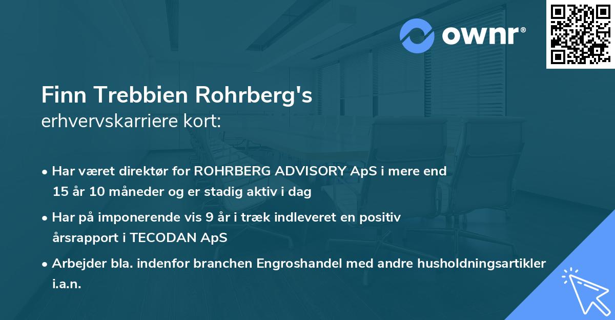 Finn Trebbien Rohrberg's erhvervskarriere kort