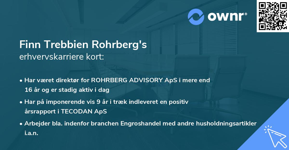 Finn Trebbien Rohrberg's erhvervskarriere kort