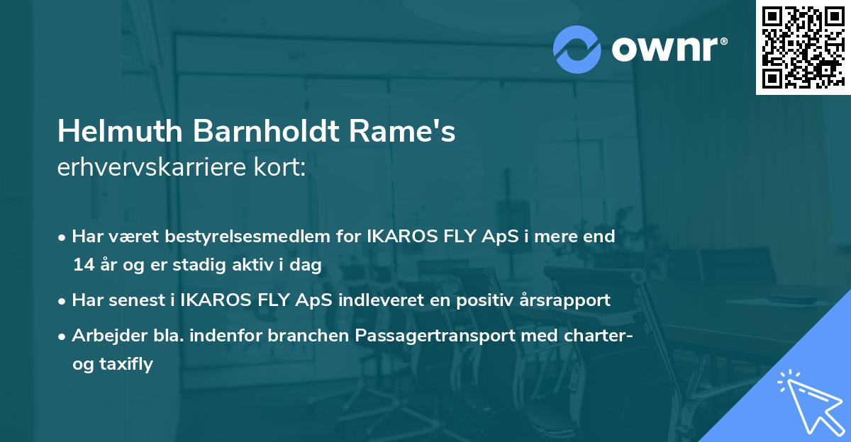 Helmuth Barnholdt Rame's erhvervskarriere kort