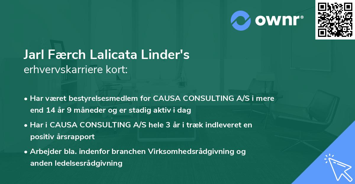 Jarl Færch Lalicata Linder's erhvervskarriere kort