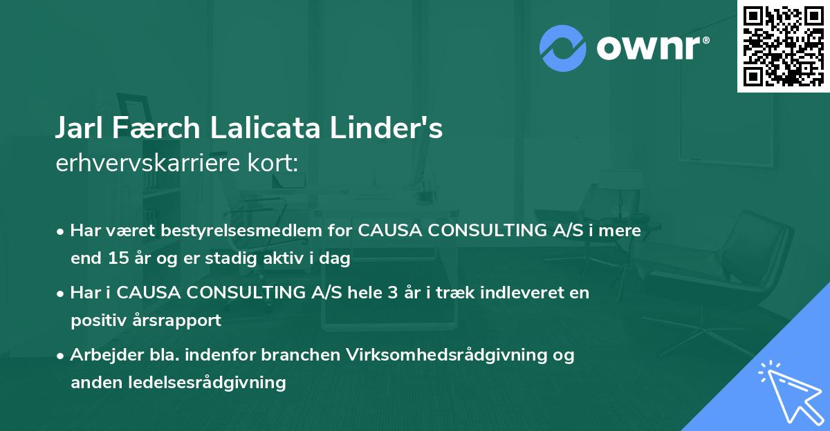 Jarl Færch Lalicata Linder's erhvervskarriere kort