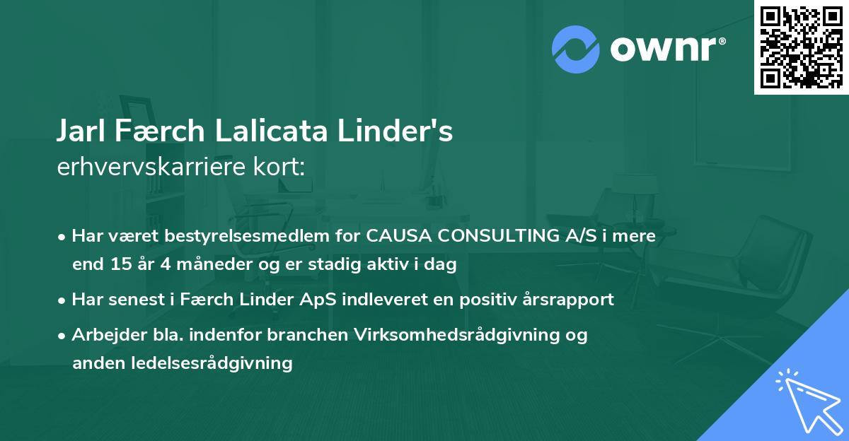 Jarl Færch Lalicata Linder's erhvervskarriere kort