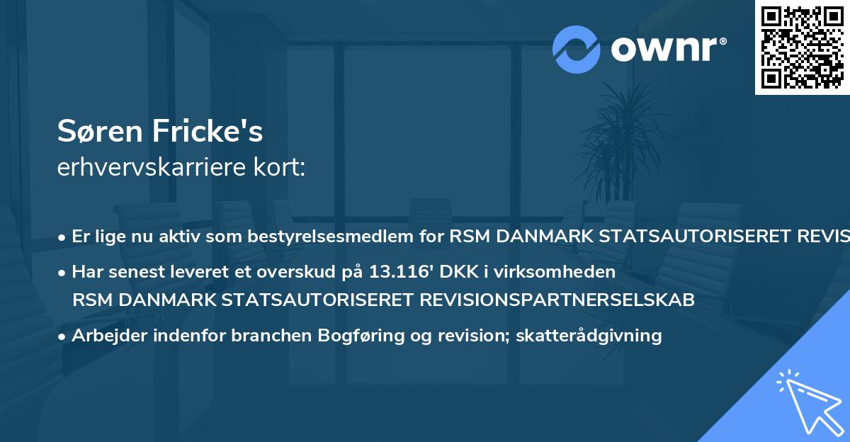 Søren Fricke's erhvervskarriere kort