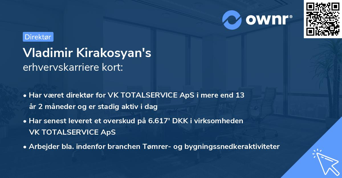 Vladimir Kirakosyan's erhvervskarriere kort