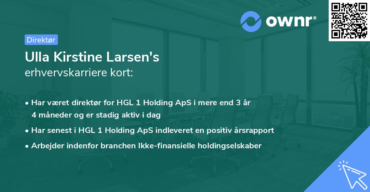 Ulla Kirstine Larsen's erhvervskarriere kort