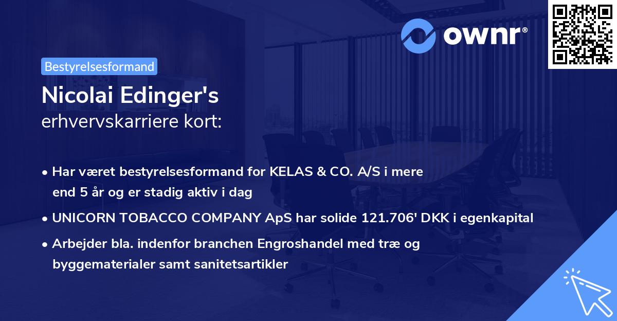 Nicolai Edinger's erhvervskarriere kort