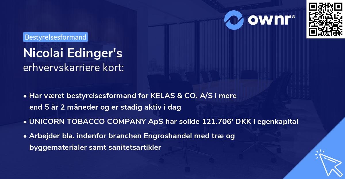 Nicolai Edinger's erhvervskarriere kort