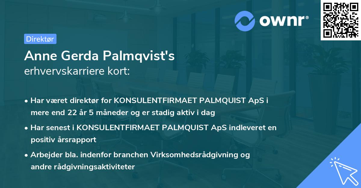 Anne Gerda Palmqvist's erhvervskarriere kort