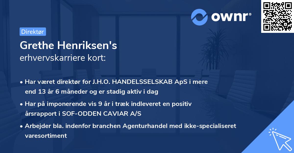 Grethe Henriksen's erhvervskarriere kort