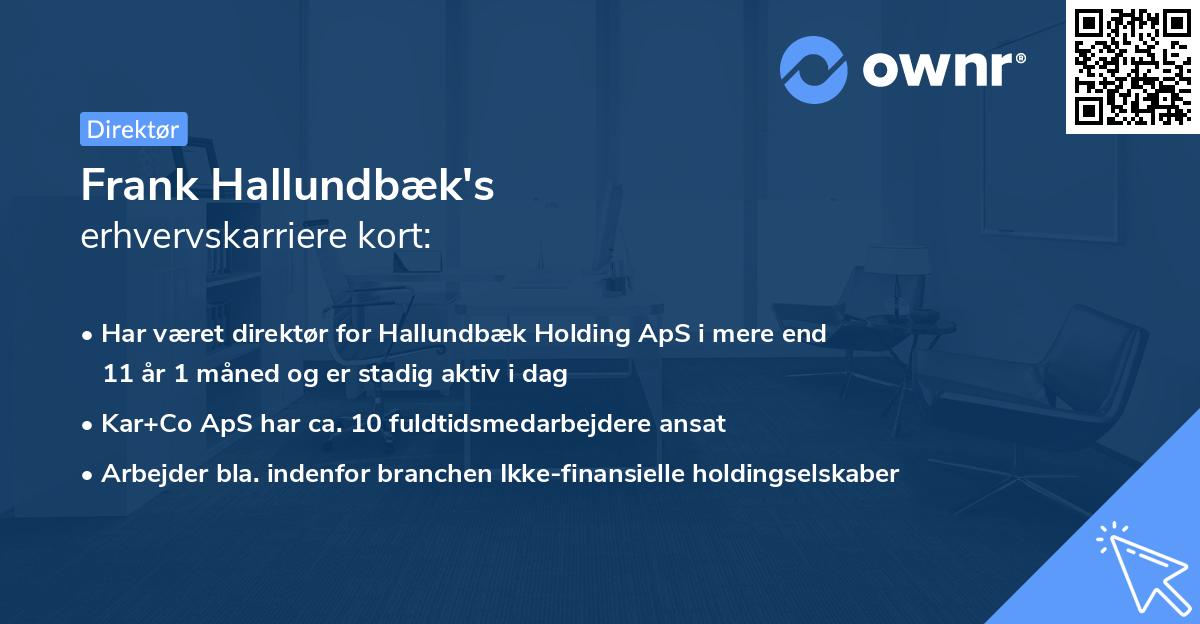 Frank Hallundbæk's erhvervskarriere kort